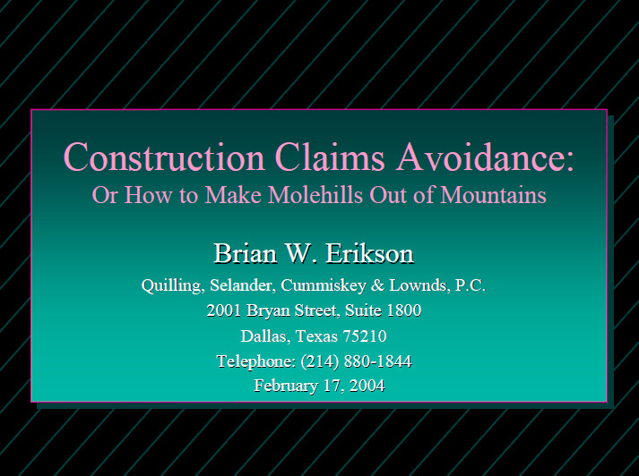 Construction Claims Avoidance