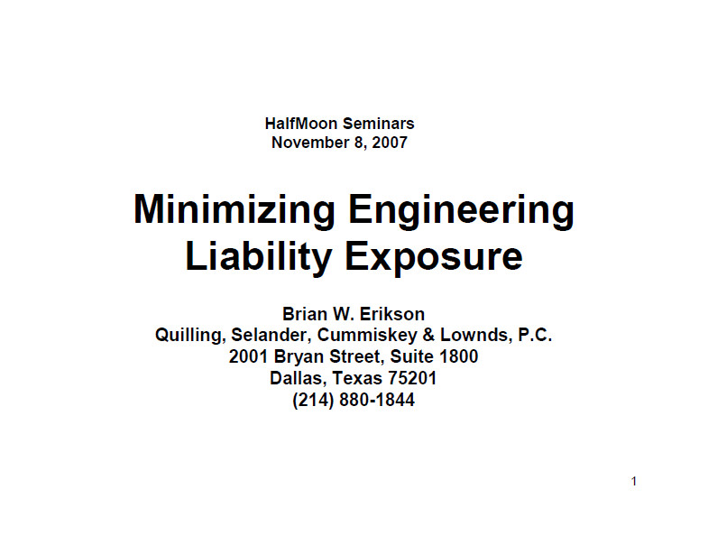 Minimizing Engineering Liability Exposure